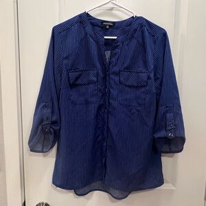 Notations - Blue 3/4 Sleeve Buttoned Blouse